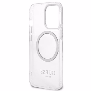 Guess Metal Outline Magnētiskais MagSafe viedtālruņa apvalks iPhone 13 Pro / iPhone 13 - sudraba