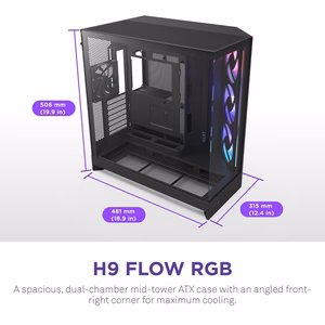 NZXT H9 Flow RGB+ 2025 datora korpuss melns