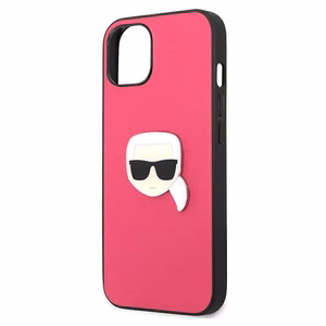 Karl Lagerfeld Ādas Ikonik Karl's Head Metāla apvalks iPhone 13 mini - rozā