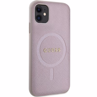Guess GUHMN61PSAHMCP viedtālruņa apvalks iPhone 11 / Xr - rozā Saffiano Magnētiskais