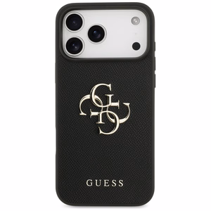 Guess Graudains Liels 4G un Klasiskais Logotips viedtālruņa apvalks iPhone 17 Pro Max - melns