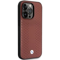 Viedtālruņa apvalks BMW BMHMP14L22RFGR iPhone 14 Pro 6.1" bordo/bordo ādas dimanta raksts MagSafe