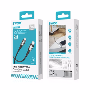 BWOO pīts kabelis USB-C - USB-C 2m 60W melns