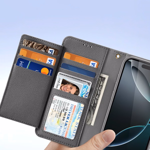 Dux Ducis Lawa iPhone 16 Pro ādas apvalks ar noņemamu magnētisko maku - pelēks