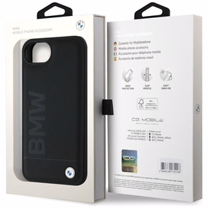 BMW Ādas karstais zīmogs iPhone 16e apvalks - melns