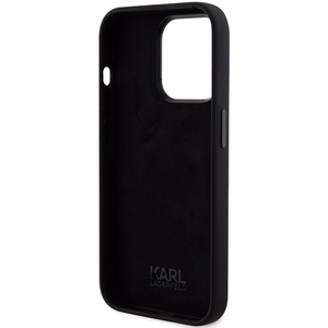 Karl Lagerfeld Silikona Ikonik Metal Pin apvalks viedtālrunim iPhone 15 Pro - melns
