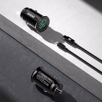 Auto lādētājs Dudao "R3PRO" Melns (1xUSB / 1xUSB-C / 18W) + "Type-C / Lightning" kabelis