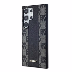 DKNY Leather Checkered Mono Pattern MagSafe Чехол для Samsung Galaxy S24 Ultra - чёрный