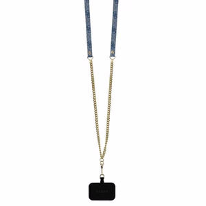 Guess Ādas Metāla Logotipa Strass Crossbody apvalks iPhone 16 Pro - zilais