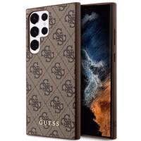 Guess GUHCS23LG4GFBR S23 Ultra S918 brūns/brūns cietais apvalks 4G Metāla Zelta Logotips