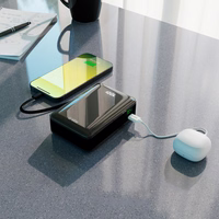 Portatīvais lādētājs SBS 20000 mAh 20W ar iebūvētu USB-C kabeli un digitālo indikatoru - melna