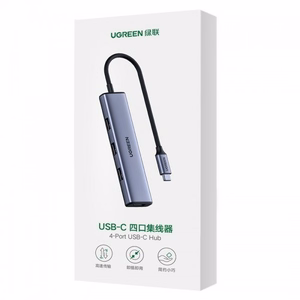 Adapteris Ugreen 2-in-1 sudrabs (ievade: Type-C / izvade: 4-USB)