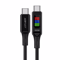 Acefast C7-03 USB-C USB-C 100W 1.2m kabelis ar ekrānu - melns