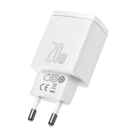 Baseus kompaktais lādētājs USB / USB Type-C 20W 3A Power Delivery Quick Charge 3.0 balts (CCXJ-B02)