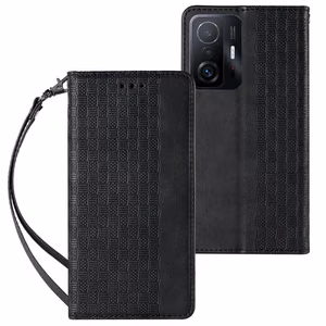 Magnet Strap Case Case for Xiaomi Redmi Note 11 Pro Pouch Wallet + Mini Lanyard Pendant Black
