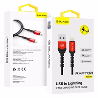 Blavec kabelis Raptor pīts - USB uz Lightning - 2,4A 1 metrs Apple CarPlay (CRA-UL24BR10) melns-sarkans