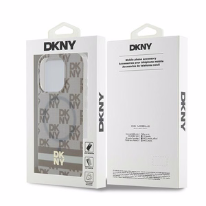 DKNY IML rūtainā Mono raksta un drukāto svītru magnētiskais viedtālruņa apvalks iPhone 13 Pro Max - bēšs