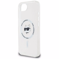 Karl Lagerfeld IML Metal Choupette Head MagSafe iPhone 16e viedtālruņa apvalks - balts