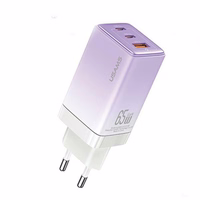 USAMS tīkla lādētājs 2xUSB-C+1xUSB 65W (only head) GaN PD3.0 +QC3.0 Fast Charging gradients violets Sandru Series CC180TC03 (US-CC180)