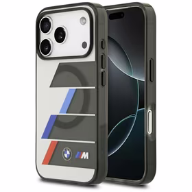 BMW M IML metāla pogas trīskrāsu līnijas magnētiskais viedtālruņa apvalks iPhone 17 Pro Max - pelēks