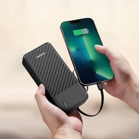 Dudao K11 Pro 20000mAh portatīvais lādētājs ar iebūvētiem kabeļiem - melna