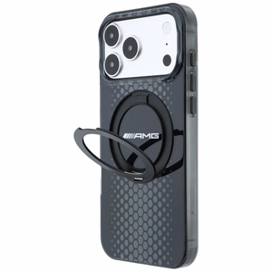 Mercedes AMG IML Double Layer Urban Line vāciņš modelim iPhone 18 Pro Max / 17 Pro Max, ar gredzenu-statīvu, saderīgs ar MagSafe – melns