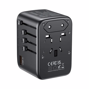 Lādētājs - Unitek 65W universāls ceļojuma adapteris (P1122ABK01) | 1xUSB-A 3xUSB-C 1xAC