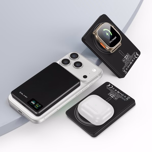 Blavec portatīvais lādētājs 10000mAh BJ-03 Slim 13,5mm - Type C - 22,5W magnētisks Magsafe 3 in 1 (PBBJ03-MC10B) melns alumīnijs