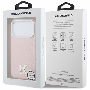 Karl Lagerfeld Karl Head Logo MagSafe futrālis iPhone 17 Pro Max - Rozā krāsā