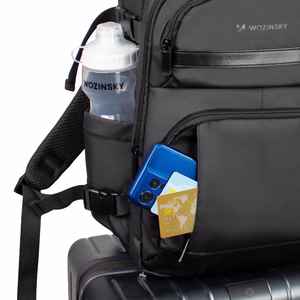Wozinsky WPW-20L Ceļojumu mugursoma ar kabatu klēpjdatoram 40x20x25 cm bagāžas nodalījumā - melna