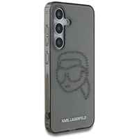 Karl Lagerfeld viedtālruņa apvalks ar rhinestones Karl Head logotipu Samsung Galaxy S25 melns