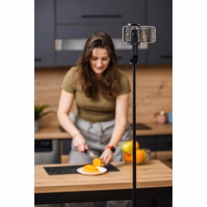 FORCEL L F-GRIP S150XL selfie statīvs ar bezvadu tālvadības tripodu - melns