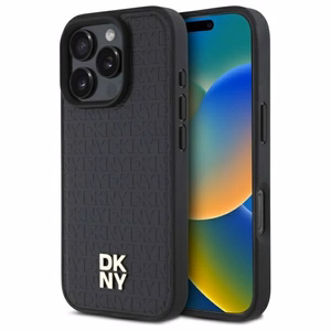 DKNY ar atkārtotu logotipu Magnētiskais viedtālruņa apvalks iPhone 16 Pro Max - melns