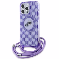 Karl Lagerfeld IML Crossbody Monogram Karl & Choupette Head Magnētiskais viedtālruņa apvalks iPhone 15 Pro - violets