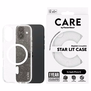 CARE by PanzerGlass Flagship Star Lit viedtālruņa apvalks iPhone 16 6.1" balts Magnētiskais 1341
