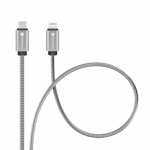 FORCELL F-ENERGY Metal C238 kabelis Type C uz Lightning PD 3A 27W 2 m sudrabains