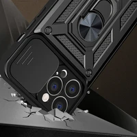 Hybrid Armor Camshield viedtālruņa apvalks iPhone 13 Pro Max bruņu apvalks ar kameras vāciņu zils