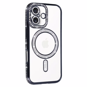 Viedtālruņa apvalks Bling Magnētiskais Iphone 17 melns