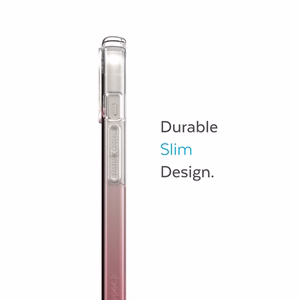Speck Presidio Perfect-Clear + Ombre vāciņš ierīcei iPhone 15 Plus / 14 Plus, ar Microban pretmikrobu aizsardzību, “Clear / Vintage Rose Fade” krāsu kombinācija