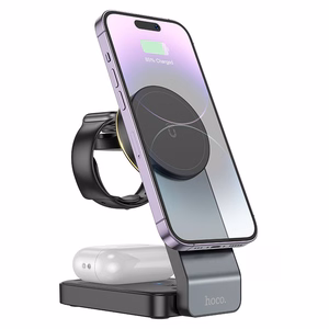 Bezvadu lādētājs Hoco 3in1 15W saderīgs ar MagSafe CQ3 melns
