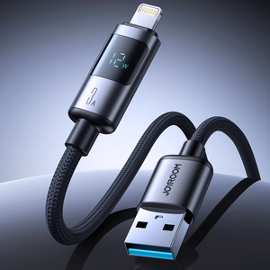 Joyroom S-A16 Pro Prism sērijas 3A USB-A - Lightning kabelis ar ekrānu 1,2 m - melns