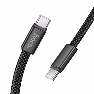 Plakanais kabelis USB C uz USB C Hoco 3A 60W 1 m X125 melns