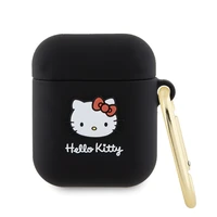 Hello Kitty silikona 3D Kitty galvas apvalks AirPods 1/2 - melns