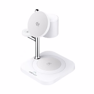 Acefast E39 Qi2.2 25W 4-in-1 Wireless Desk Charger for Phone, Watch, and Headphones with Night Light - White