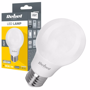 Rebel A60 E27 LED spuldze, 8,5 W, 3000 K, 230 V
