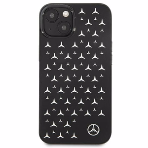 Mercedes viedtālruņa apvalks iPhone 13 mini ar sudraba zvaigžņu rakstu, melns