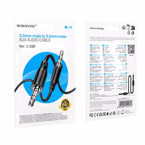 Borofone Kabelis AUX BL26 Standarta - jack 3,5mm uz jack 3,5mm - 1 metrs melns