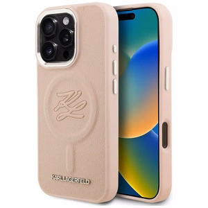 Karl Lagerfeld iniciāļu un metāla logotips MagSafe maciņš iPhone 16 Pro Max - rozā
