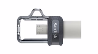 SanDisk Ultra Dual m3.0 USB flash drive 256 GB USB Type-A / Micro-USB 3.2 Gen 1 (3.1 Gen 1) melns, sudraba, caurspīdīgs