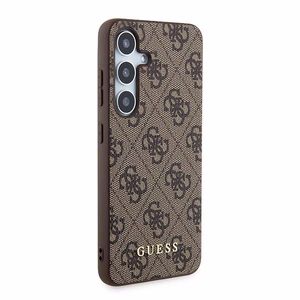 Guess 4G Metal Gold Logo viedtālruņa apvalks Samsung Galaxy A35 - brūns